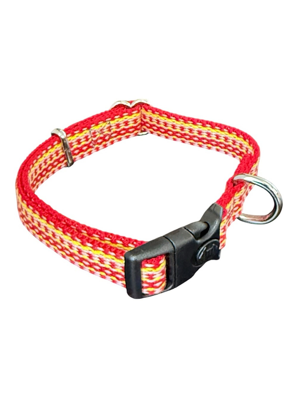 Dog Collar & Leash Set - Red, Pink & Yellow Cotton Weave. Never Used or Worn.